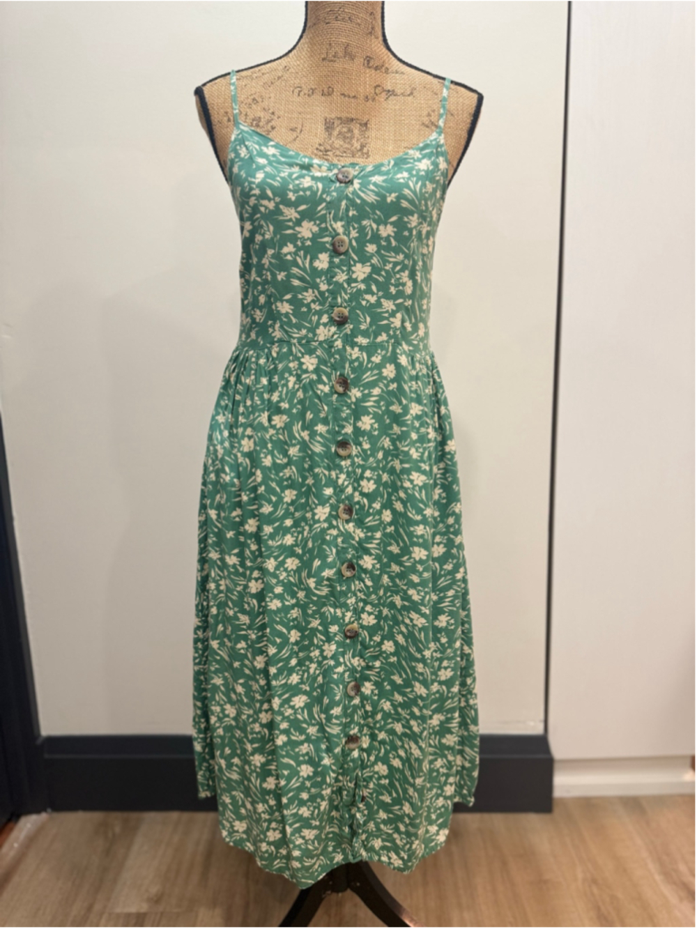 Impress VTG Floral Button Front Midi Dress Smocked Size S 90s Grunge Cottagecore
